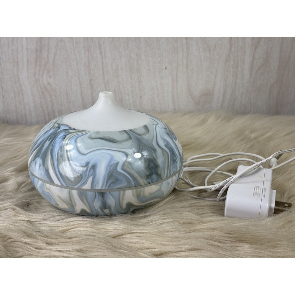 Essential Oil Diffuser Blue White Marble Ultrasonic Cool Mist LED Aromatherapy